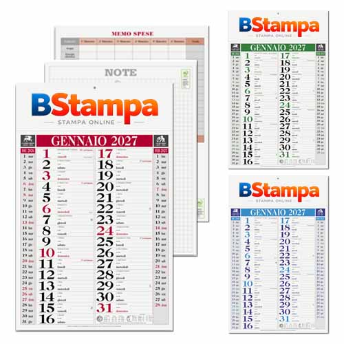 Calendari olandesi in tre colorazioni con testata personalizzata
