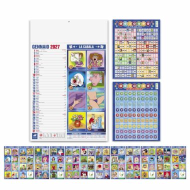 Calendario Cabala PA114 con pagine illustrate, cartelle e tabellone della tombola