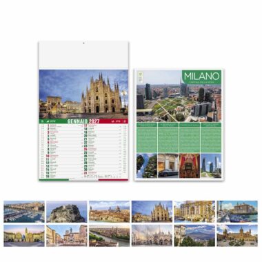 Calendario Città d’Italia PA116 con fronte, retro informativo e fotografie delle città italiane