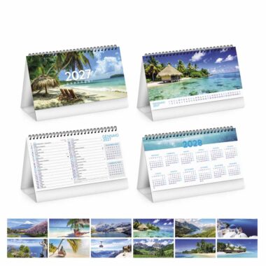 Calendario da tavolo Paesaggi PA402 con fotografie dei mesi e tabella annuale