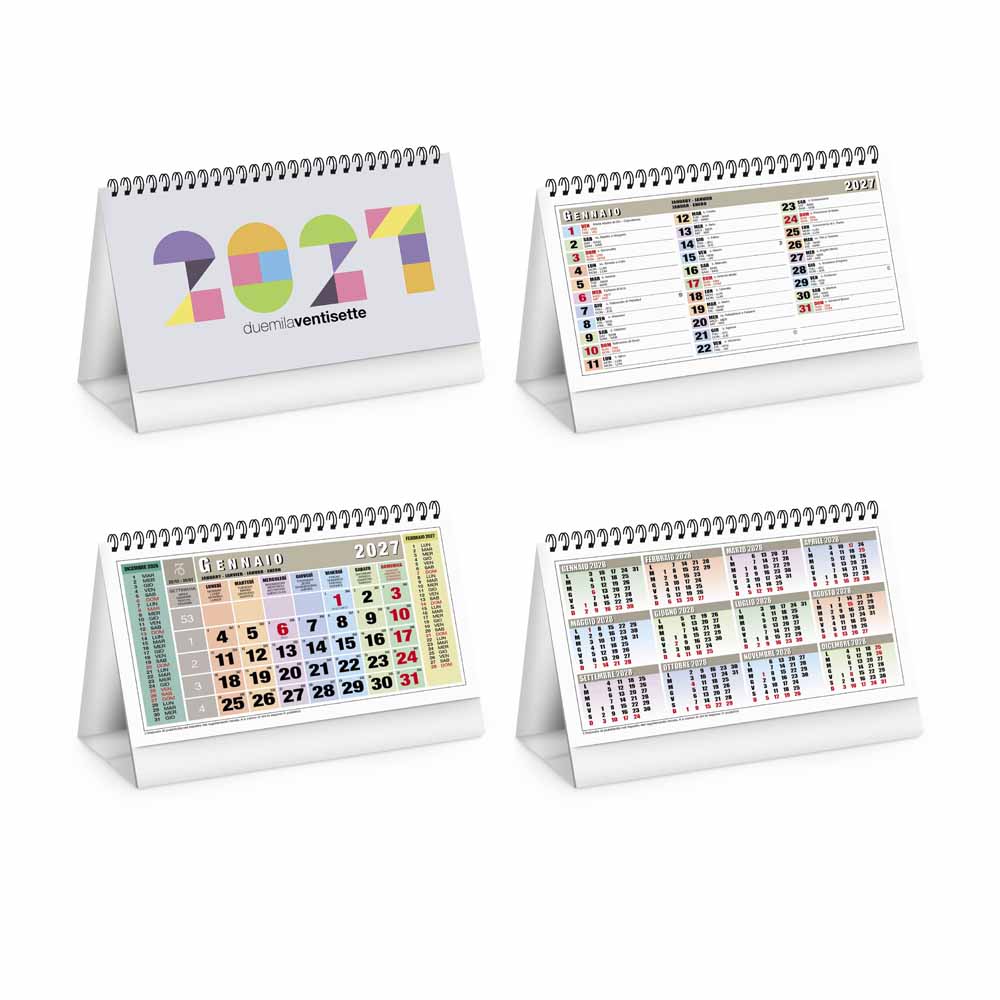 Calendario da tavolo Square Table PA730 con datario multicolor e tabella annuale