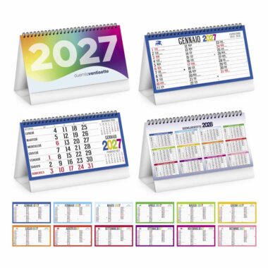 Calendario da tavolo Swedish Table PA725 con colori dei mesi e tabella annuale