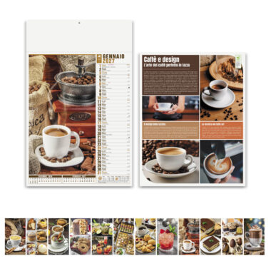Calendario Dolci Momenti PA148 con fronte, retro sul caffè e immagini dei 12 mesi