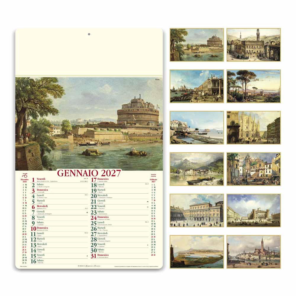 Calendario illustrato Italia Antica PA014 con vedute storiche dei 12 mesi