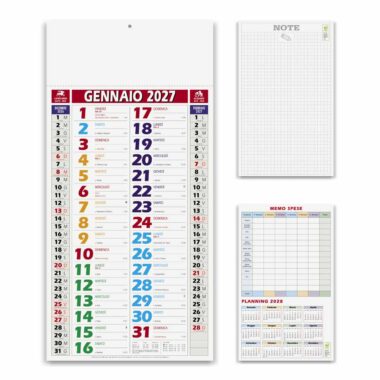 Calendario olandese Color Shaded PA658 con fronte, retro note e planning