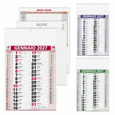 Calendario olandese Elegant PA646 nei colori blu rosso e verde con fronte e retro note
