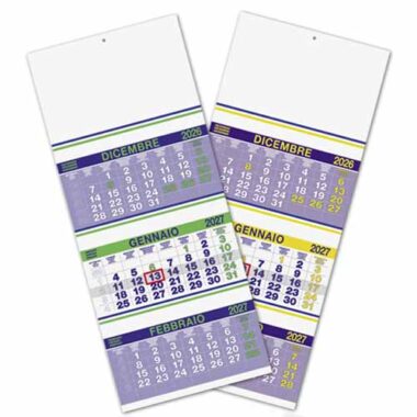 Calendario trittico Trio Fluo PA500 2027 nelle colorazioni verde e giallo