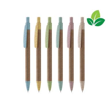 Set di penne ecologiche PAPER WHEAT modello PD494 disponibili nei colori: azzurro, blu, ecru, giallo, rosa e verde