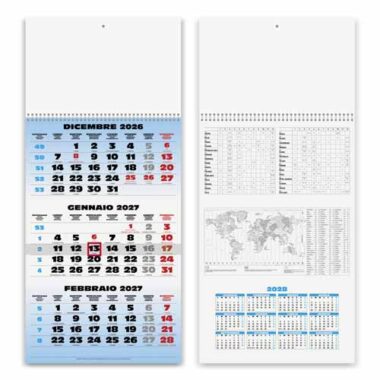 Calendario trittico Spiral PA508 blu con testata personalizzabile