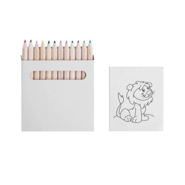 Pastelli Colorati con Astuccio in Cartone - Personalizzate a colori – Pablo - Astuccio con 12 mini pastelli - 12 disegni in regalo – PD536