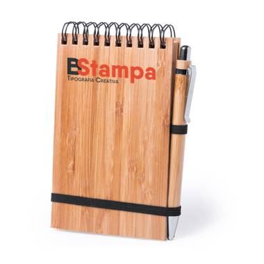 Kit note + penna Personalizzati - Spiral bamboo - PH617