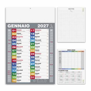 Calendario olandese Block PA420 personalizzato con fronte, retro note, memo spese e planning anno successivo
