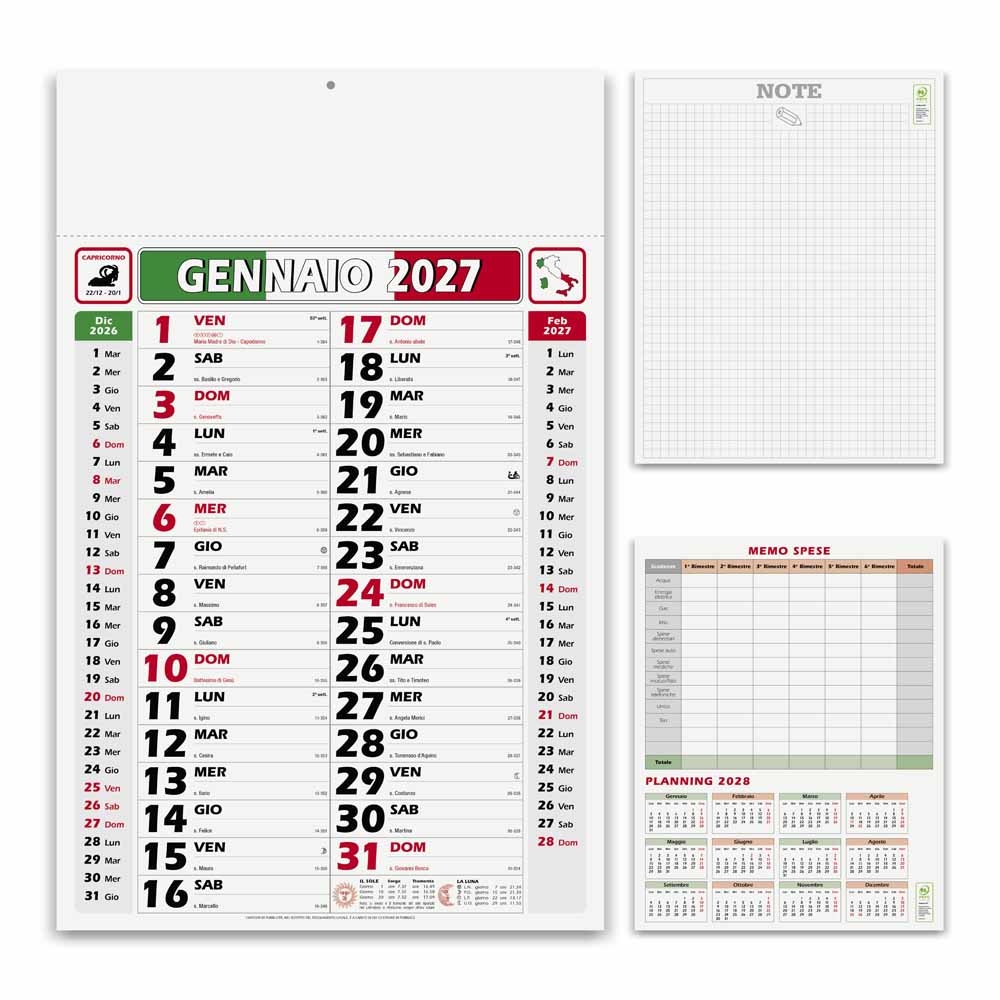 Calendario olandese Italy PA432 personalizzato con pagine frontali e retro note