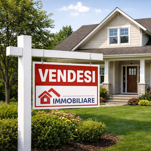 Cartello Affittasi e Vendesi personalizzato per agenzia immobiliare con logo e spazio per foto