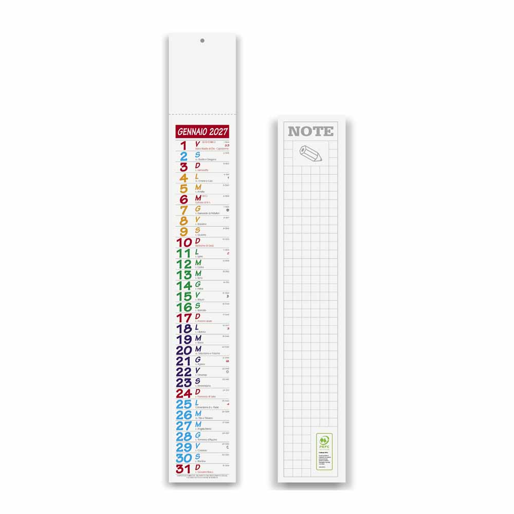 Calendario silhouette Multicolor Slim PA677 con fronte e retro note
