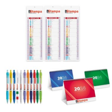 Kit 50 Calendari Slim PA670 - 50 Calendari da Scrivania PA700 - 50 Penne PD388