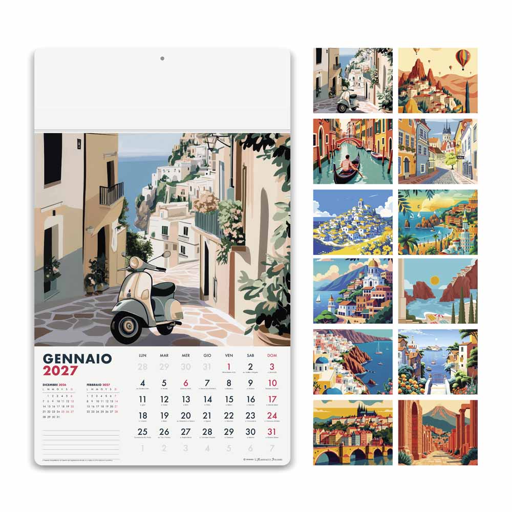 Calendario illustrato Emozioni PA030 con paesaggi e borghi dei 12 mesi