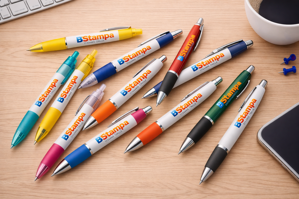 penne personalizzate disposte su scrivania bstampa