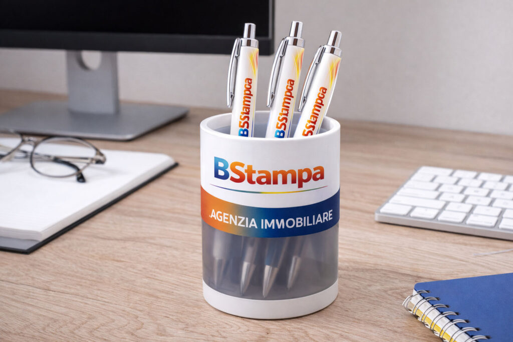 Penne personalizzate con logo per agenzie immobiliari, modello classico con stampa del logo in quadricromia