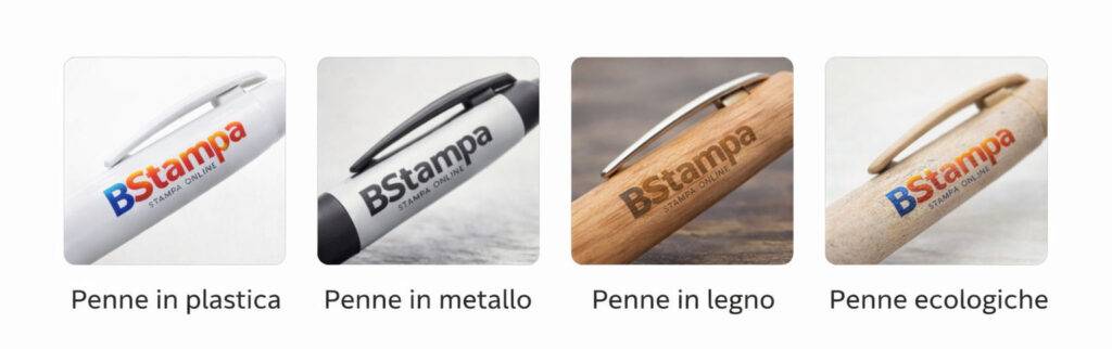 Penne in plastica, metallo, legno ed ecologiche personalizzate