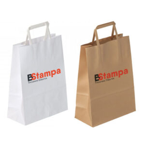 shopper sacchetti in carta bianchi e avana personalizzati