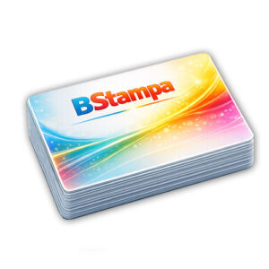 card PVC personalizzate BStampa con design multicolor sfumato e angoli arrotondati