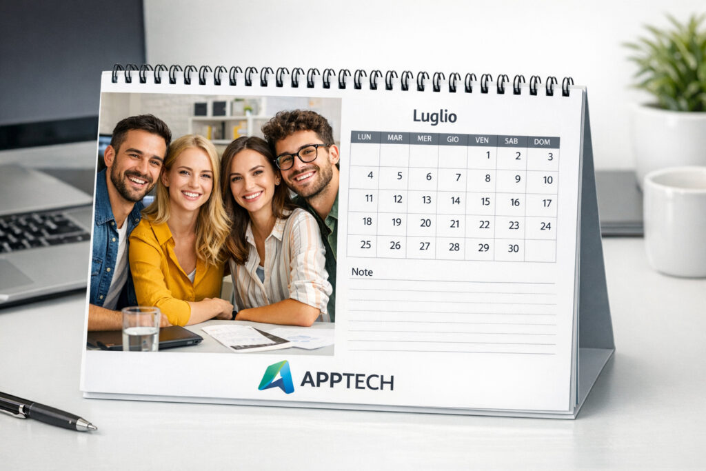 calendario da tavolo personalizzato con foto del team aziendale