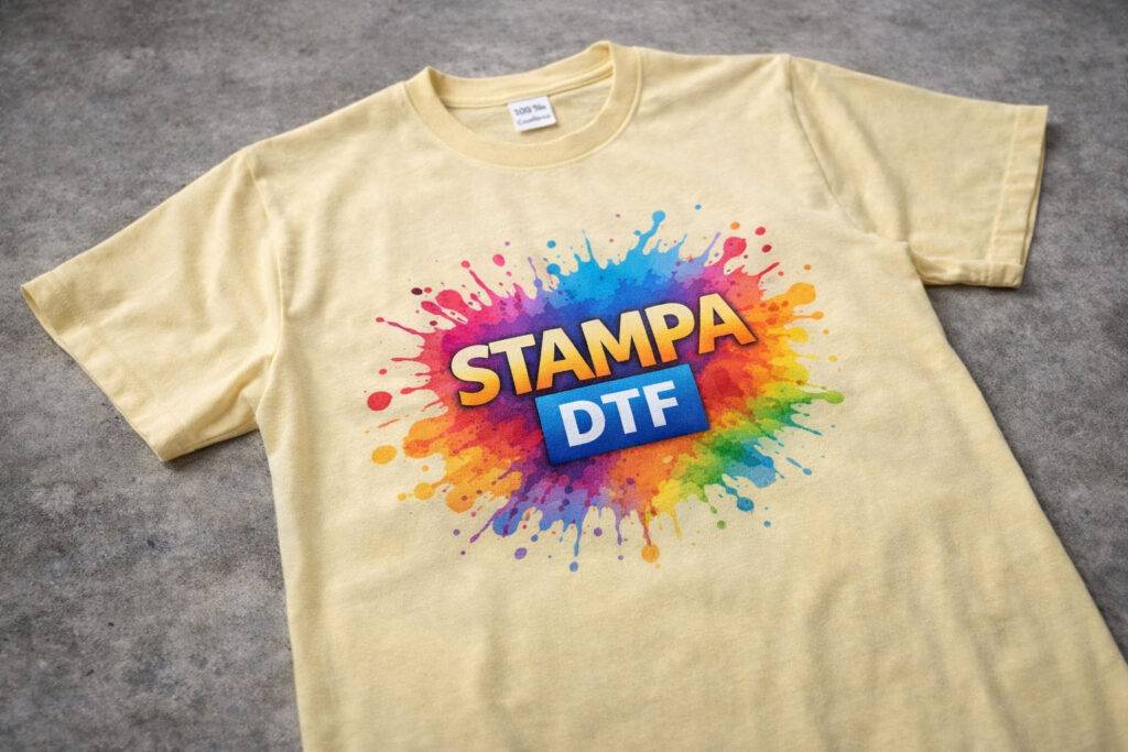 T-shirt in cotone personalizzata con stampa DTF a colori vivaci