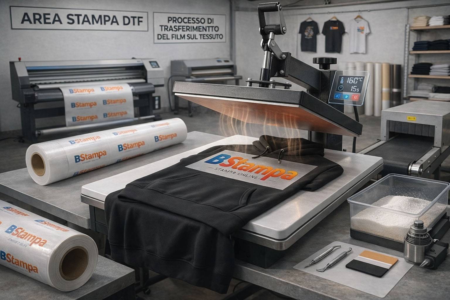 Stampa DTF su abbigliamento: processo di trasferimento del film sul tessuto