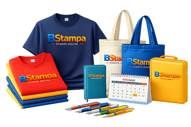 Gadget personalizzati per aziende con t-shirt, shopper, penne, agenda e valigetta