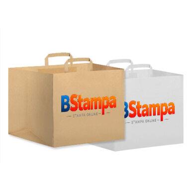 Buste take away in carta personalizzate con manico piatto