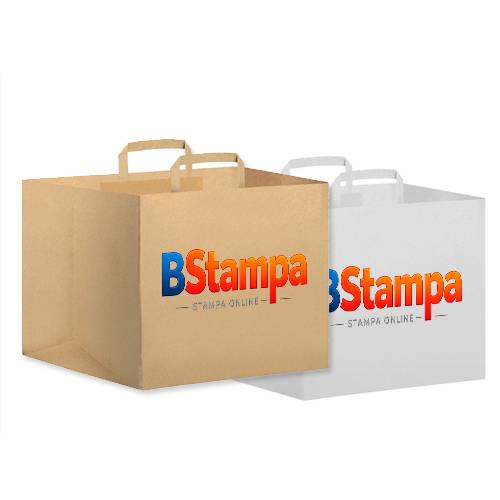 Buste take away in carta personalizzate con manico piatto