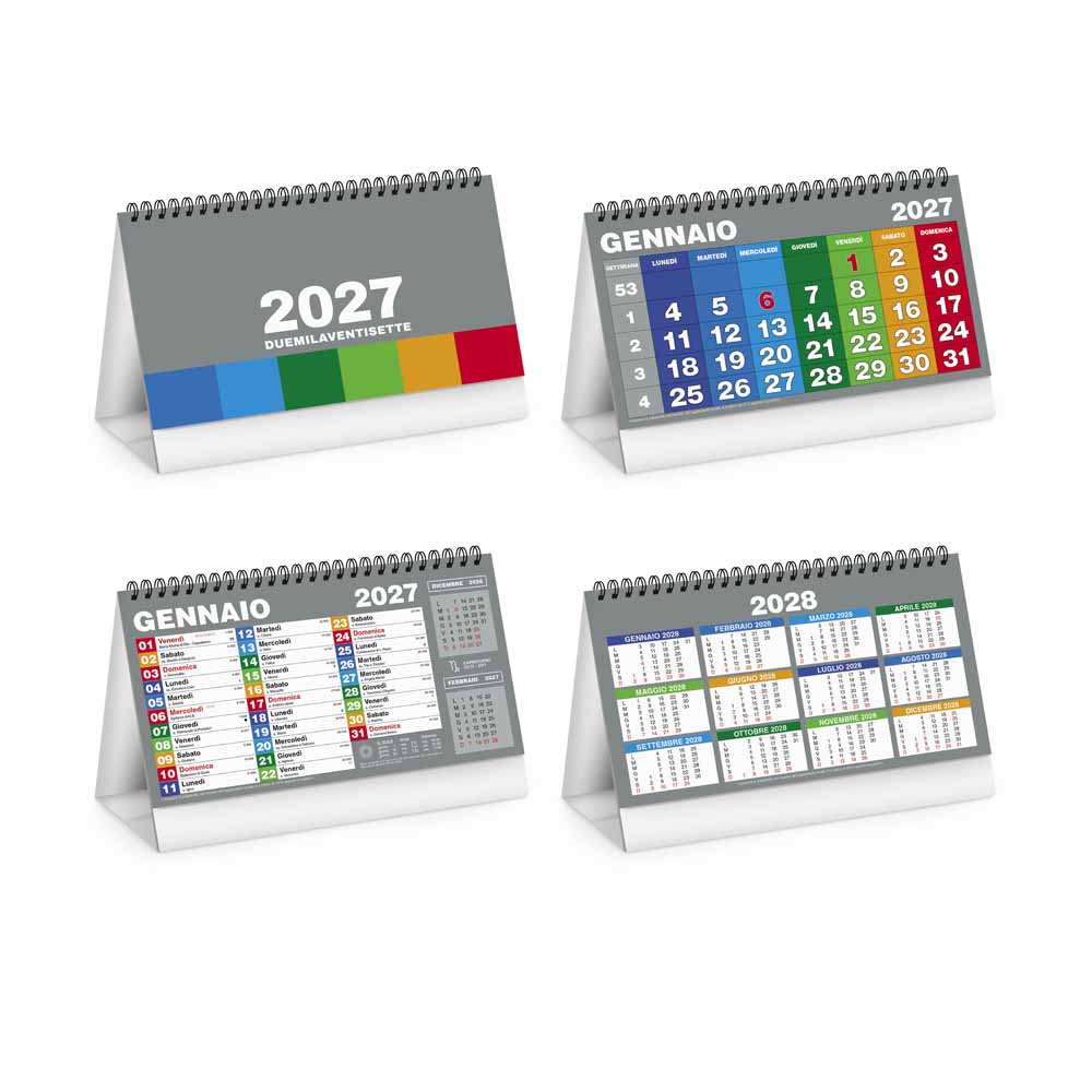 Calendario da tavolo Block Table PA703 con datario a blocchi multicolor
