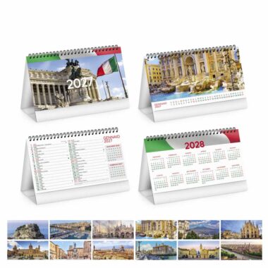 Calendario da tavolo Città d'Italia PA401 con fotografie delle città e tabella annuale