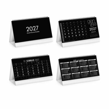 Calendario da tavolo Table Black PA722 con datario nero e tabella annuale