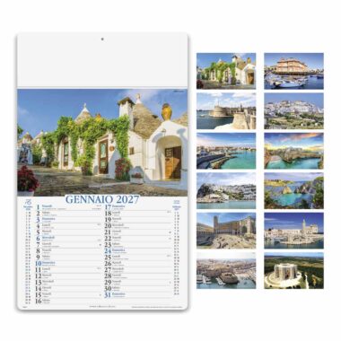 Calendario illustrato Puglia PA037 con borghi coste e paesaggi dei 12 mesi