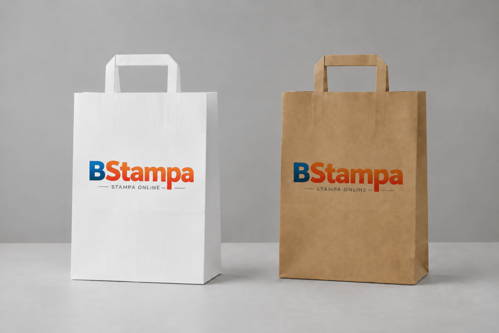 Confronto tra shopper in carta bianca e shopper in carta avana personalizzabili