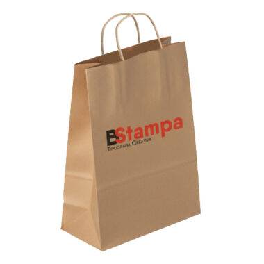 Shopper in carta kraft avana personalizzata con manico ritorto