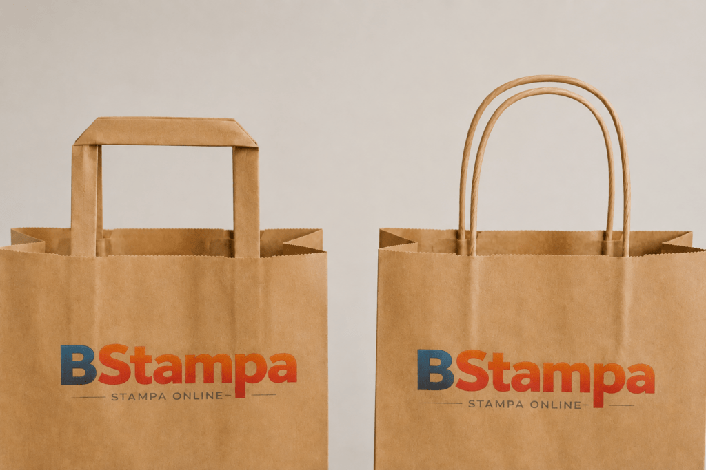 Differenza tra manico piatto e manico ritorto delle shopper in carta